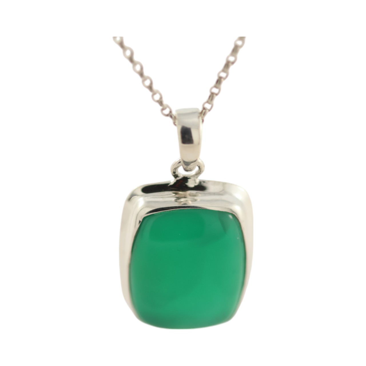 Green Onyx: Sterling Silver Pendant