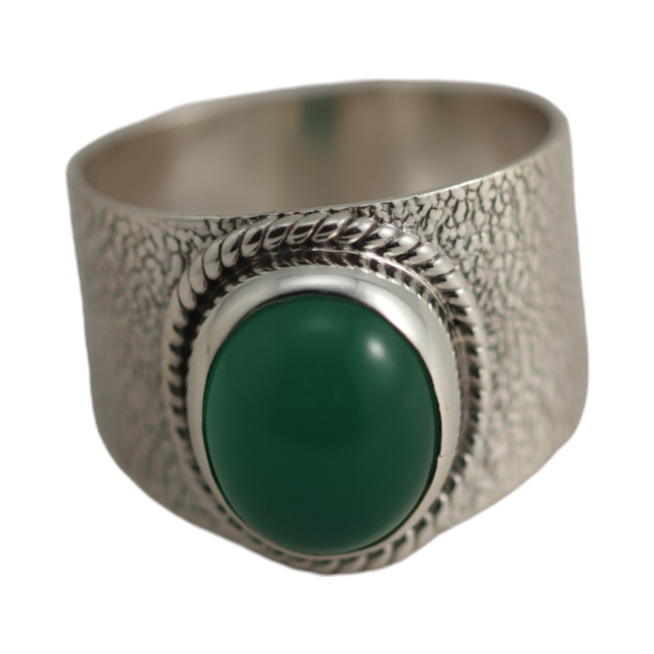 Genuine Green Onyx Sterling Silver Ring - Image 2