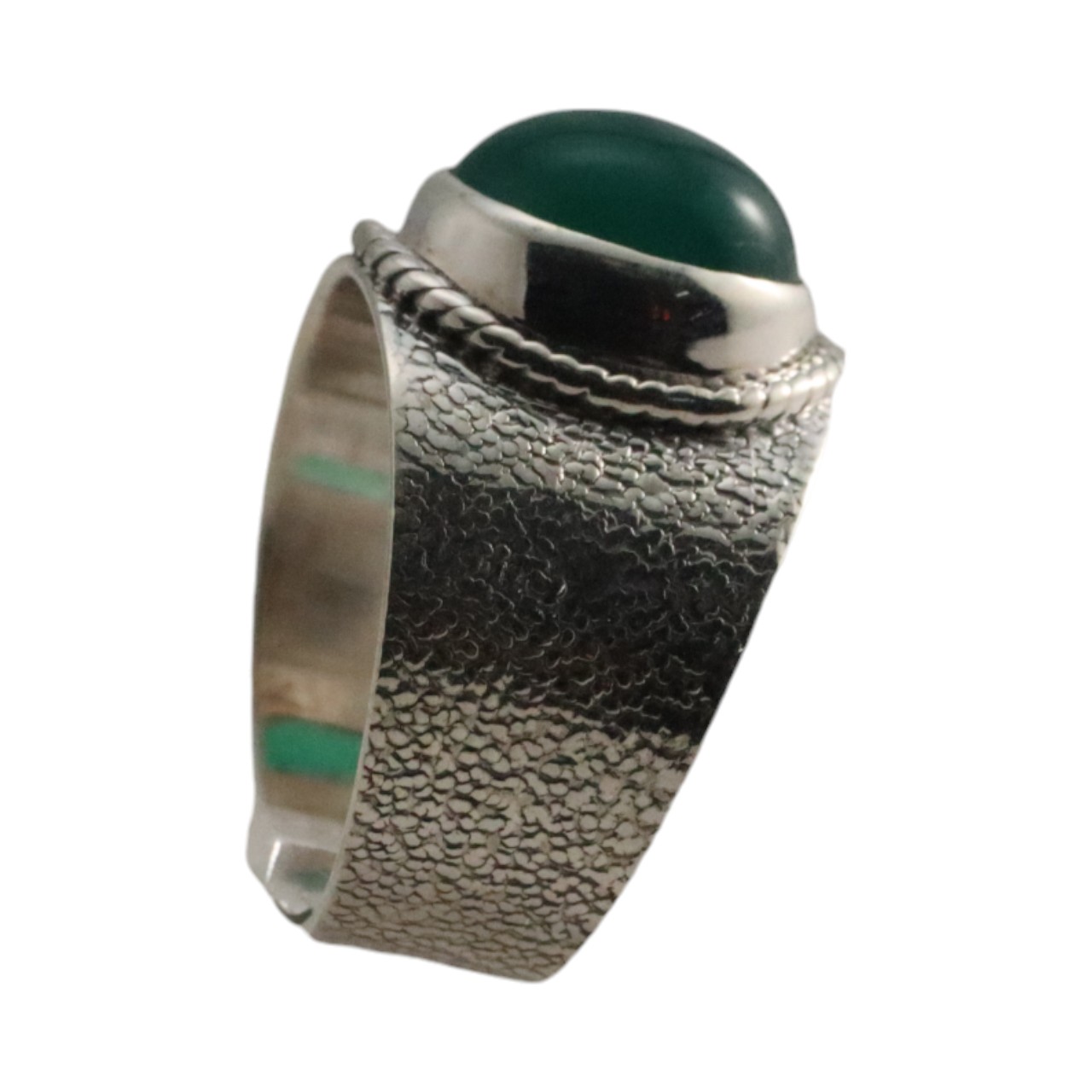 Genuine Green Onyx Sterling Silver Ring - Image 5