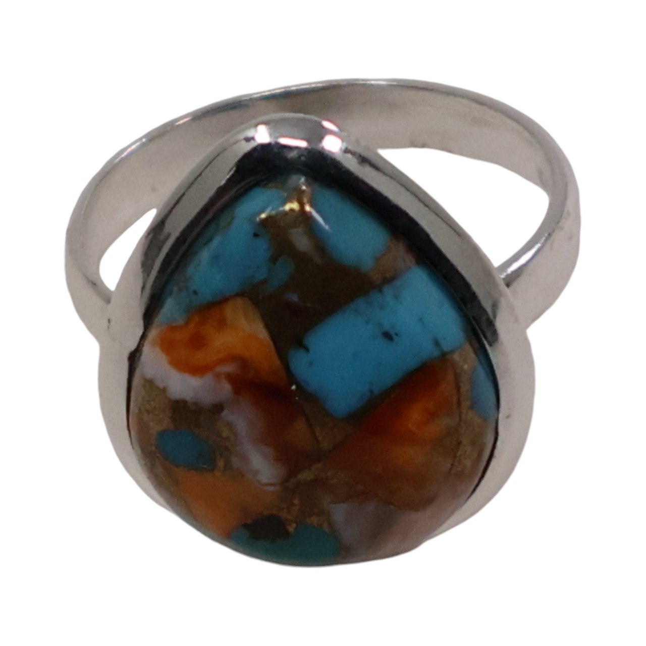 Stunning Tear Drop Shaped Oyster Copper Turquoise Ring: Unique Gemstone Beauty - Image 2