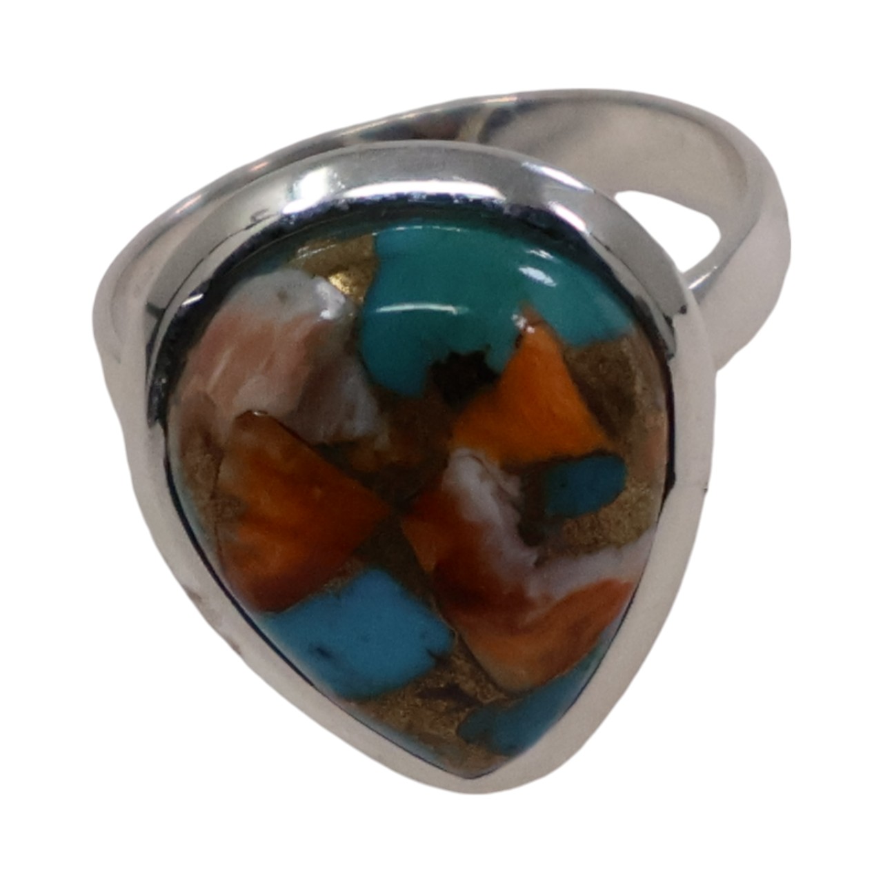 Stunning Tear Drop Shaped Oyster Copper Turquoise Ring: Unique Gemstone Beauty - Image 3