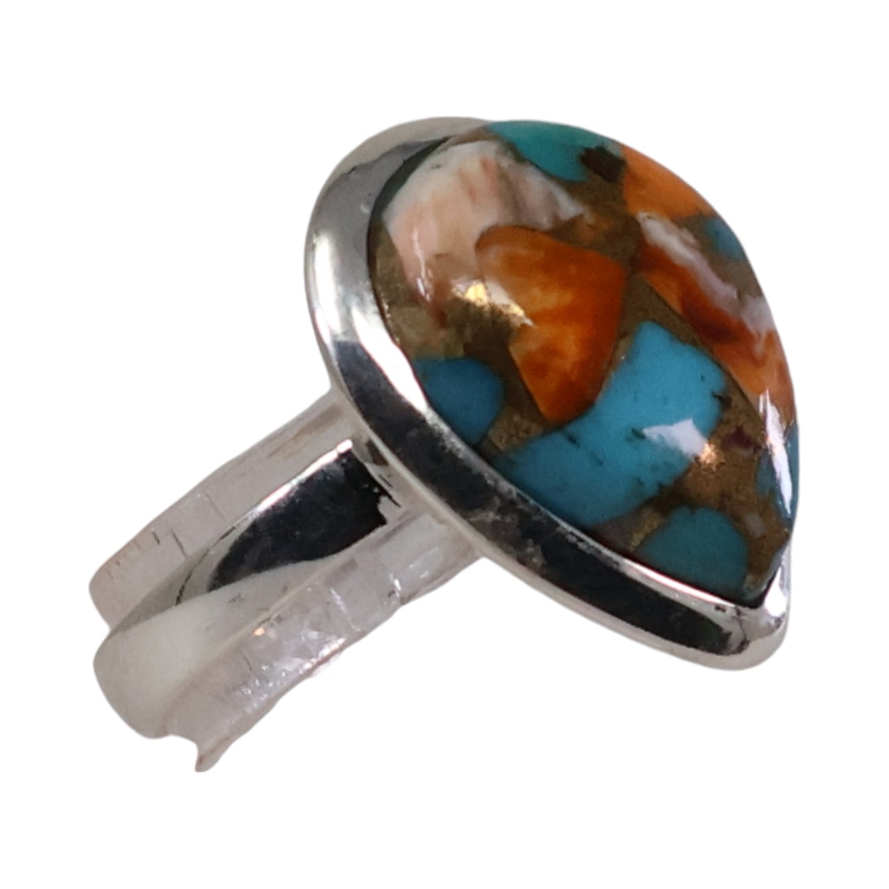 Stunning Tear Drop Shaped Oyster Copper Turquoise Ring: Unique Gemstone Beauty - Image 4