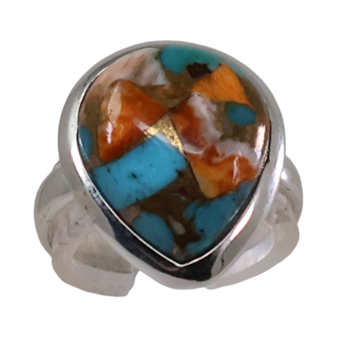 Stunning Tear Drop Shaped Oyster Copper Turquoise Ring: Unique Gemstone Beauty - Image 6