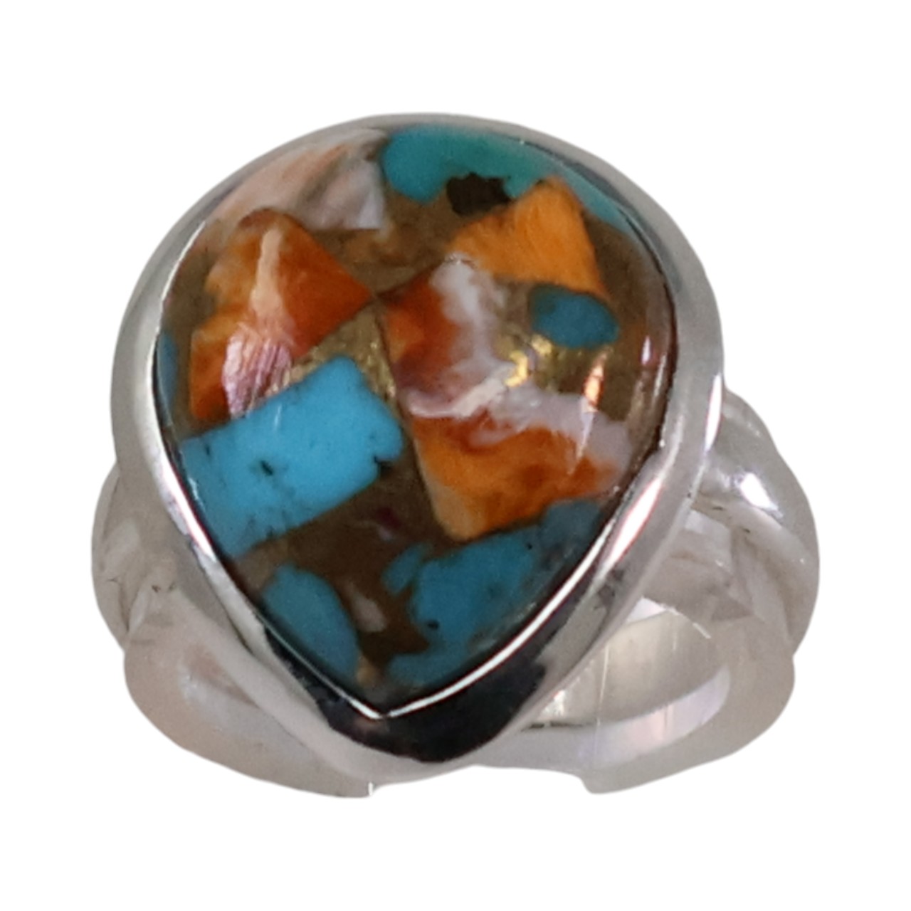 Stunning Tear Drop Shaped Oyster Copper Turquoise Ring: Unique Gemstone Beauty - Image 7
