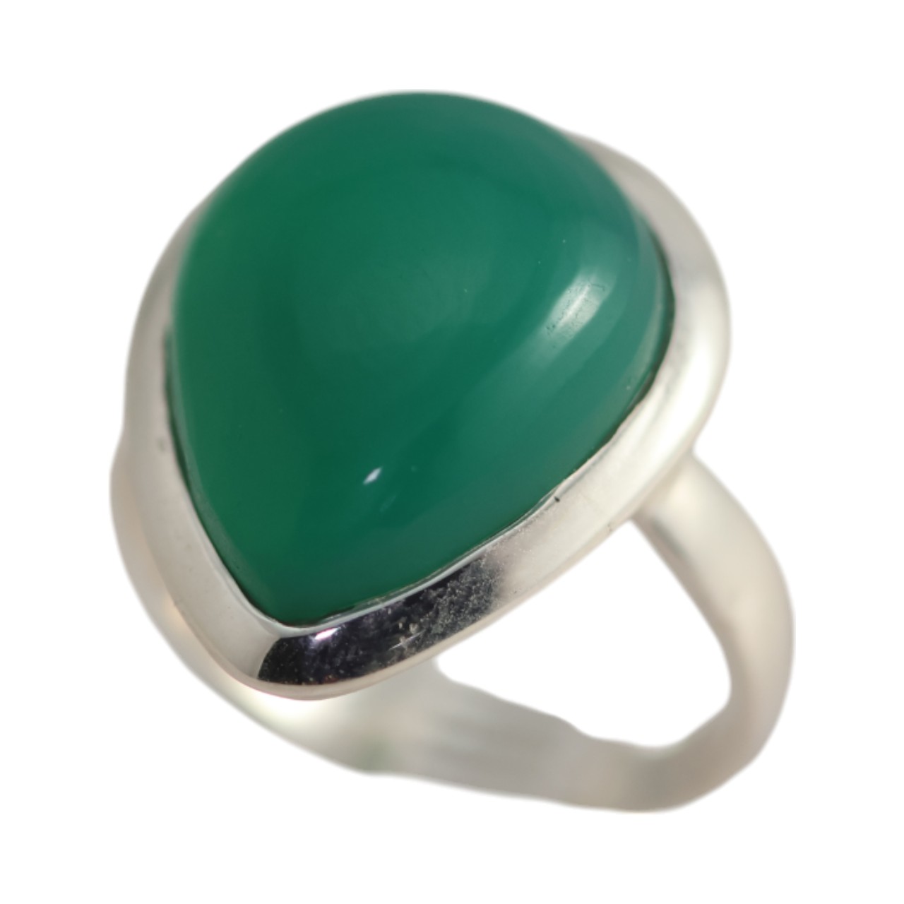 Tear Drop Shape Green Onyx Gemstone Ring - Elevate Your Style with Nature's Beauty! - Image 3