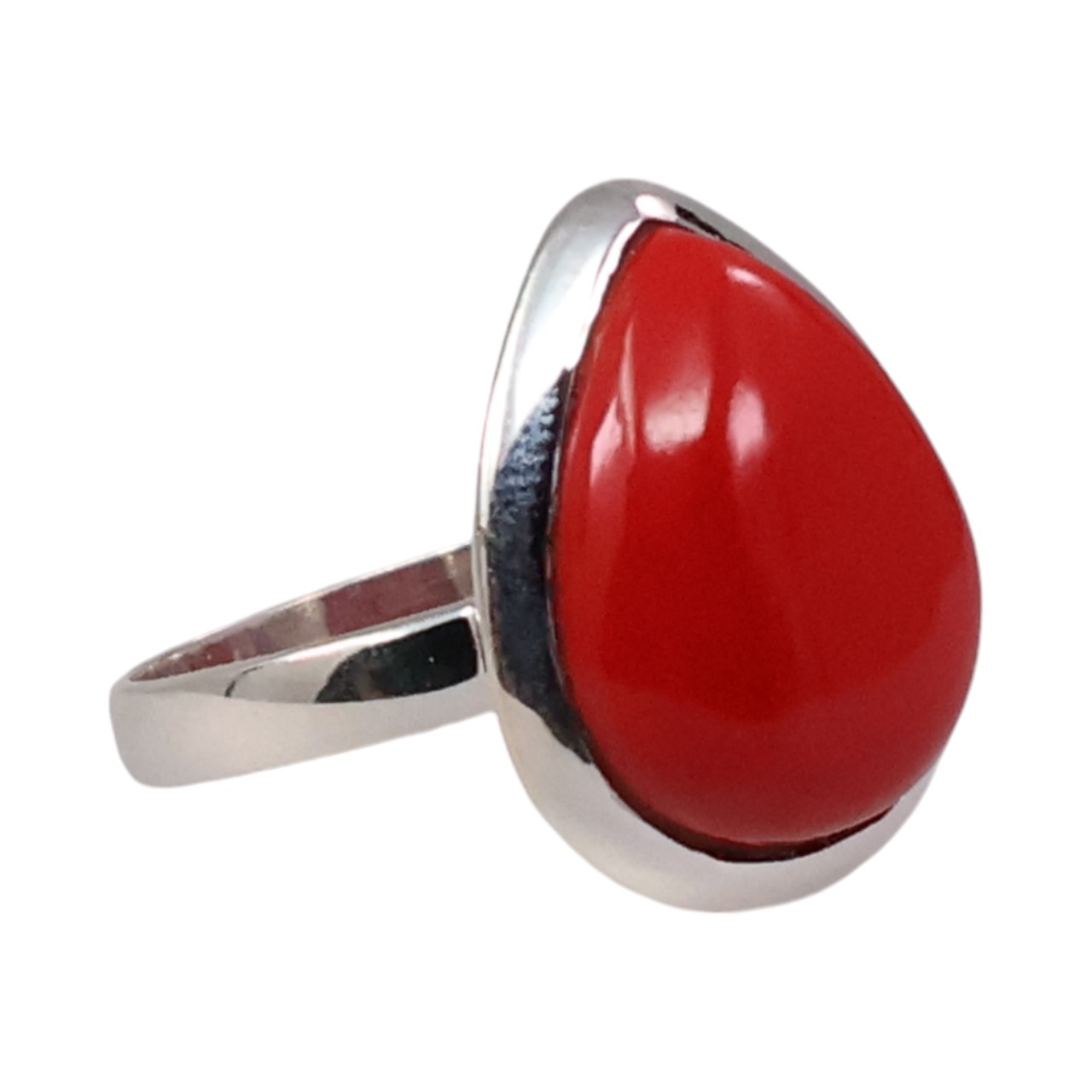 Stunning Tear Drop Shaped Red Coral Gemstone Ring - Add a Touch of Elegance to Your Look! - Image 4