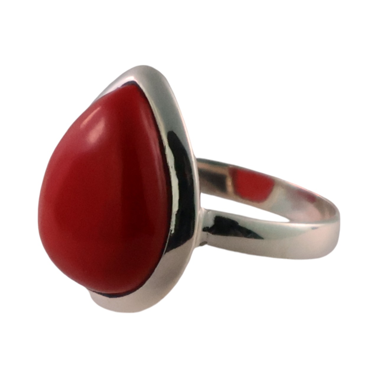 Stunning Tear Drop Shaped Red Coral Gemstone Ring - Add a Touch of Elegance to Your Look! - Image 5