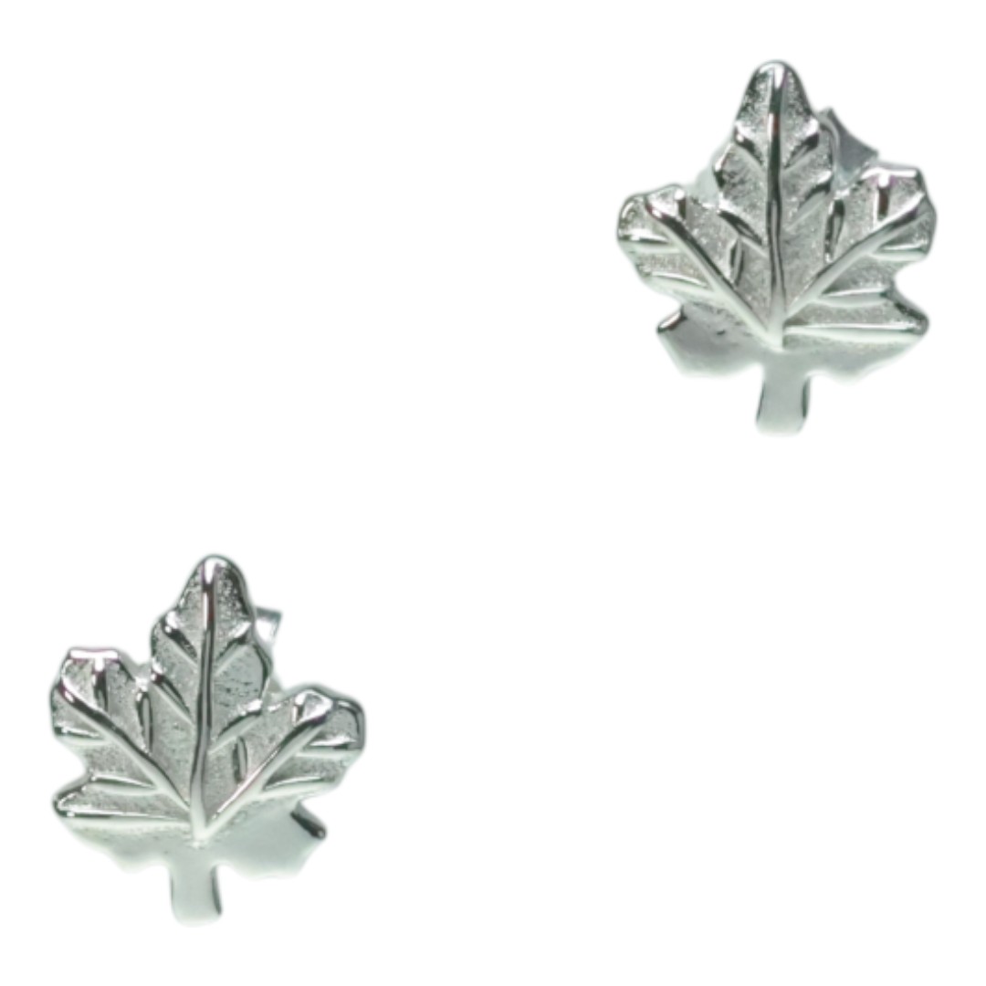 Maple Leaf Earring Studs White Gold Plated Sterling Silver – Elegant Women’s Fashion Jewelry Gift - Image 2