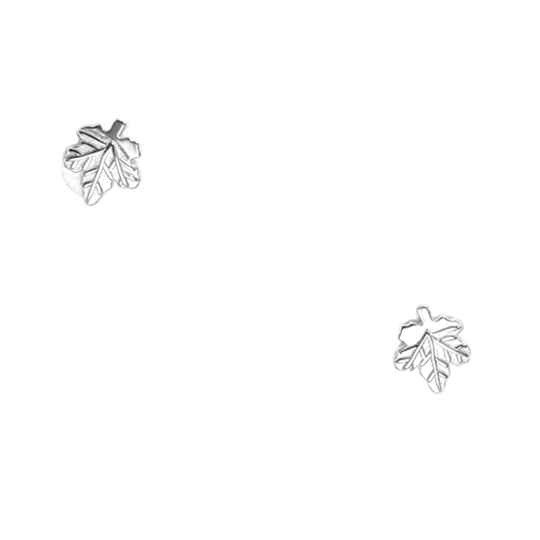 Maple Leaf Earring Studs White Gold Plated Sterling Silver – Elegant Women’s Fashion Jewelry Gift - Image 3