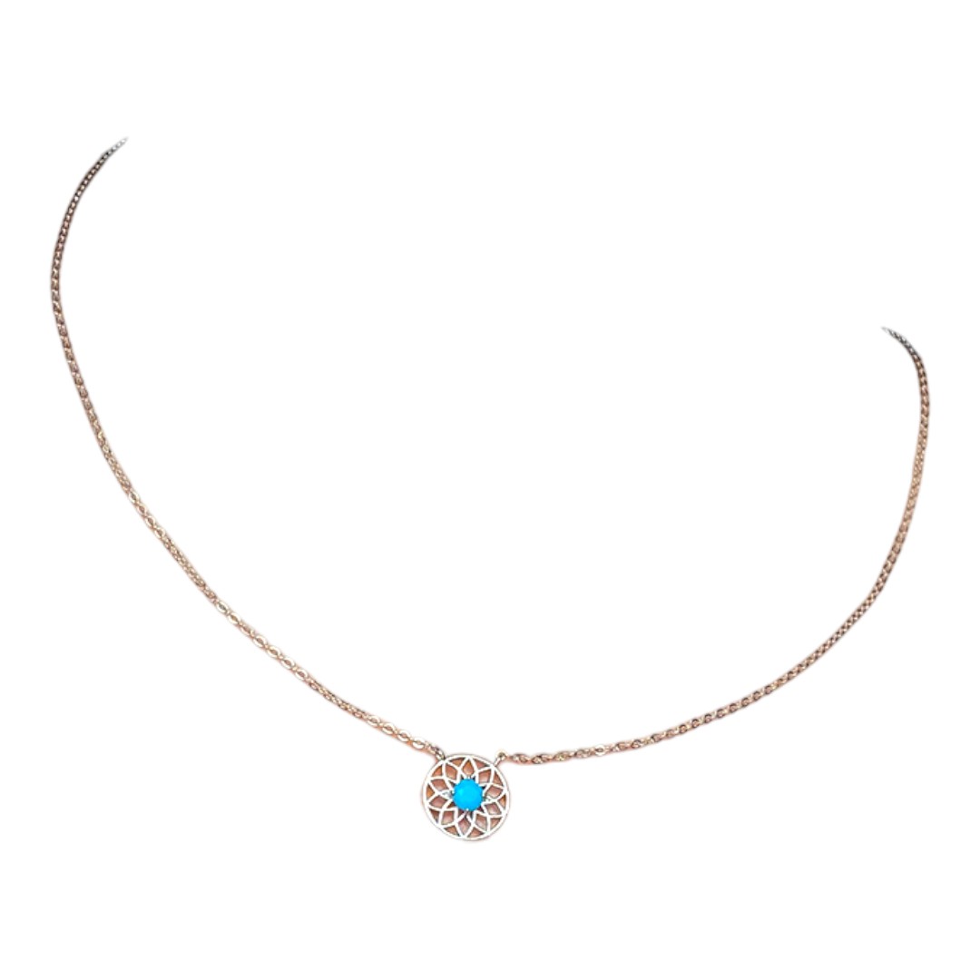 Blue Stone Dreamcatcher Necklace – White Gold Plated Sterling Silver Pendant, Unique Featherless Gift Jewelry - Image 3