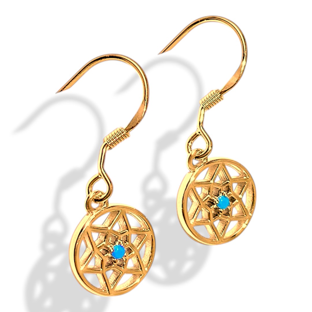 Handmade Blue Stone Dreamcatcher Earrings - 18K Gold Plated Sterling Silver Boho Jewelry for Women - Image 3