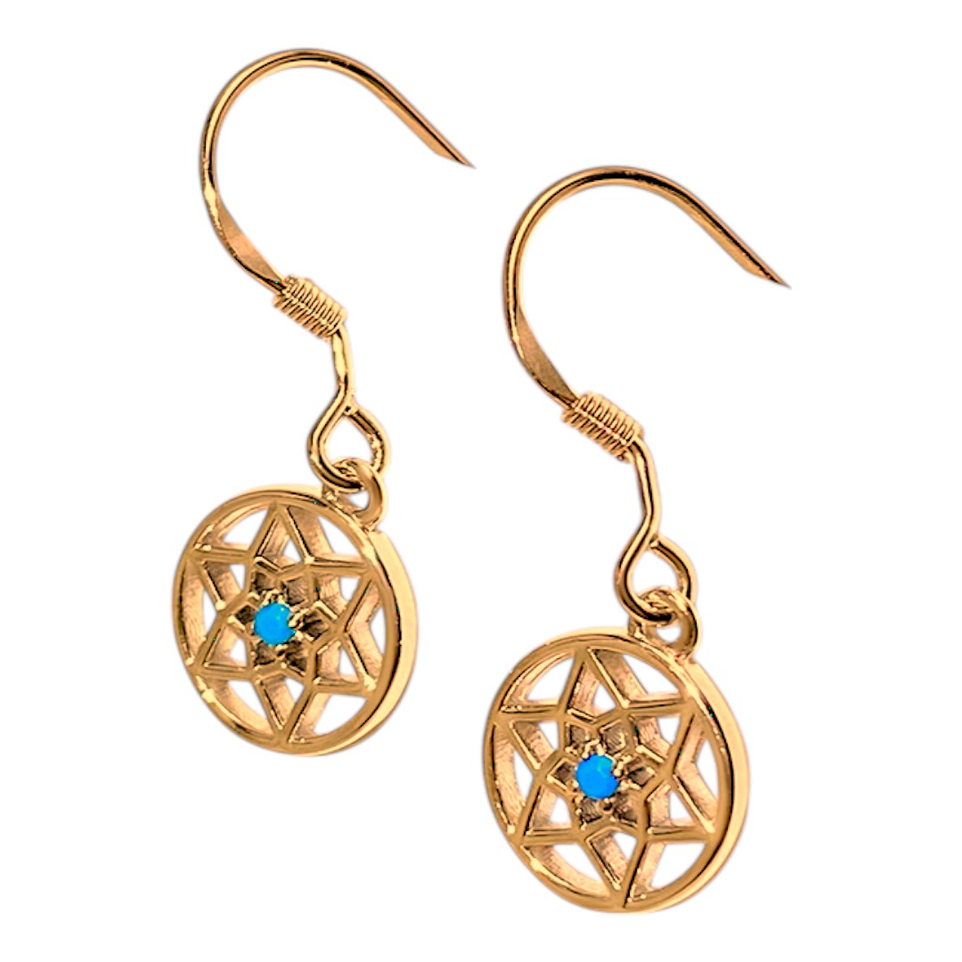 Handmade Blue Stone Dreamcatcher Earrings - 18K Gold Plated Sterling Silver Boho Jewelry for Women - Image 4