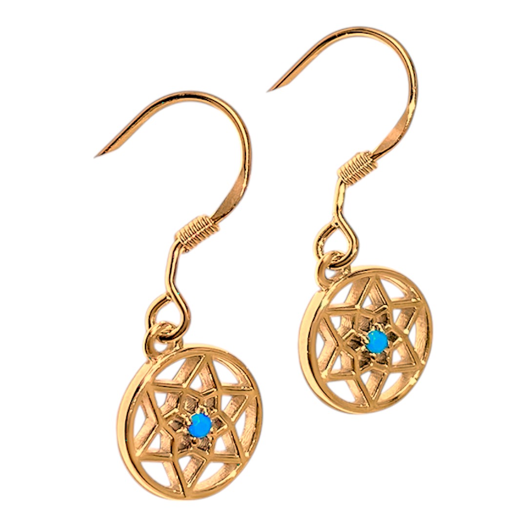 Handmade Blue Stone Dreamcatcher Earrings - 18K Gold Plated Sterling Silver Boho Jewelry for Women - Image 5