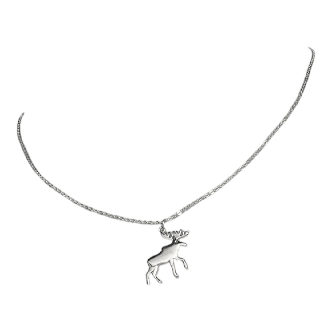 Elegant Moose Pendant Necklace – White Gold Plated Sterling Silver Christmas Jewelry Gift for Women - Image 2