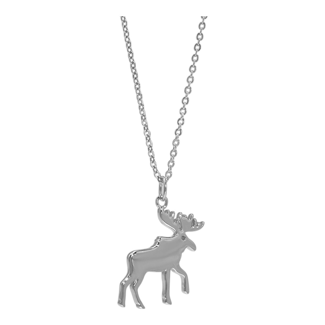 Elegant Moose Pendant Necklace – White Gold Plated Sterling Silver Christmas Jewelry Gift for Women - Image 3