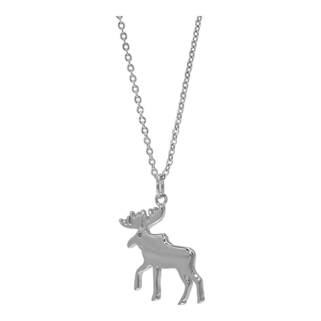 Elegant Moose Pendant Necklace – White Gold Plated Sterling Silver Christmas Jewelry Gift for Women - Image 4