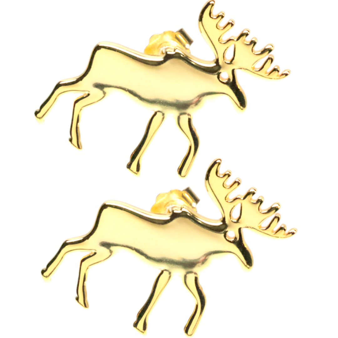 18K Gold Plated Moose Earrings – Sterling Silver Christmas Jewelry Gift for Women - Image 2