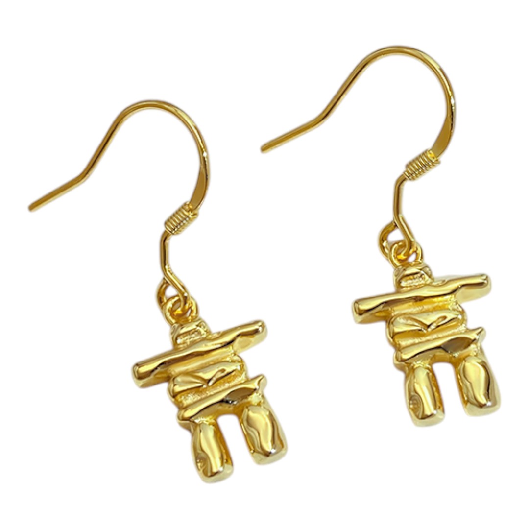 Inuksuk Hanging Earrings – 18K Gold Plated Sterling Silver | Unique Canadian Jewelry Gift - Image 2