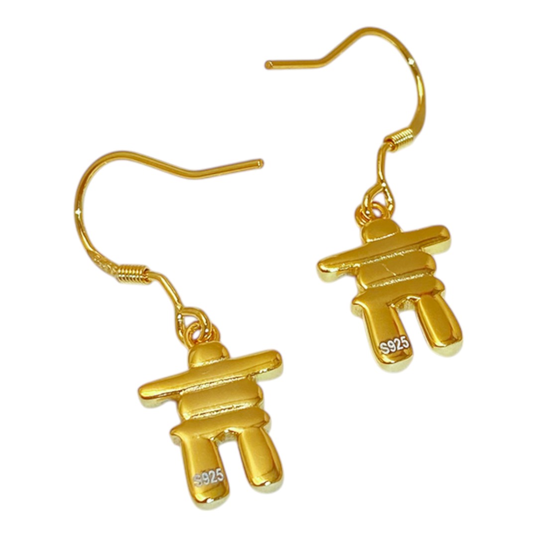 Inuksuk Hanging Earrings – 18K Gold Plated Sterling Silver | Unique Canadian Jewelry Gift - Image 4