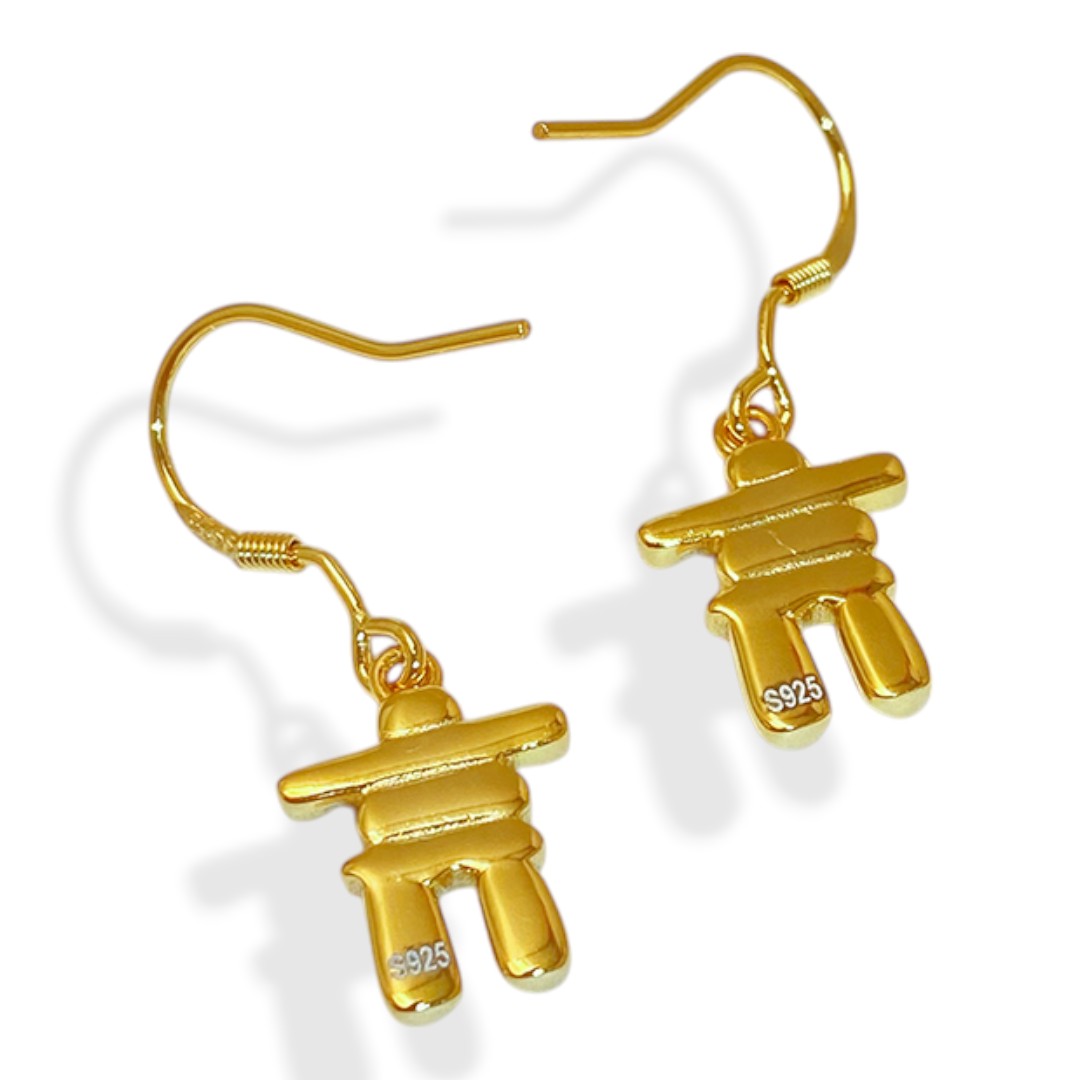 Inuksuk Hanging Earrings – 18K Gold Plated Sterling Silver | Unique Canadian Jewelry Gift - Image 3