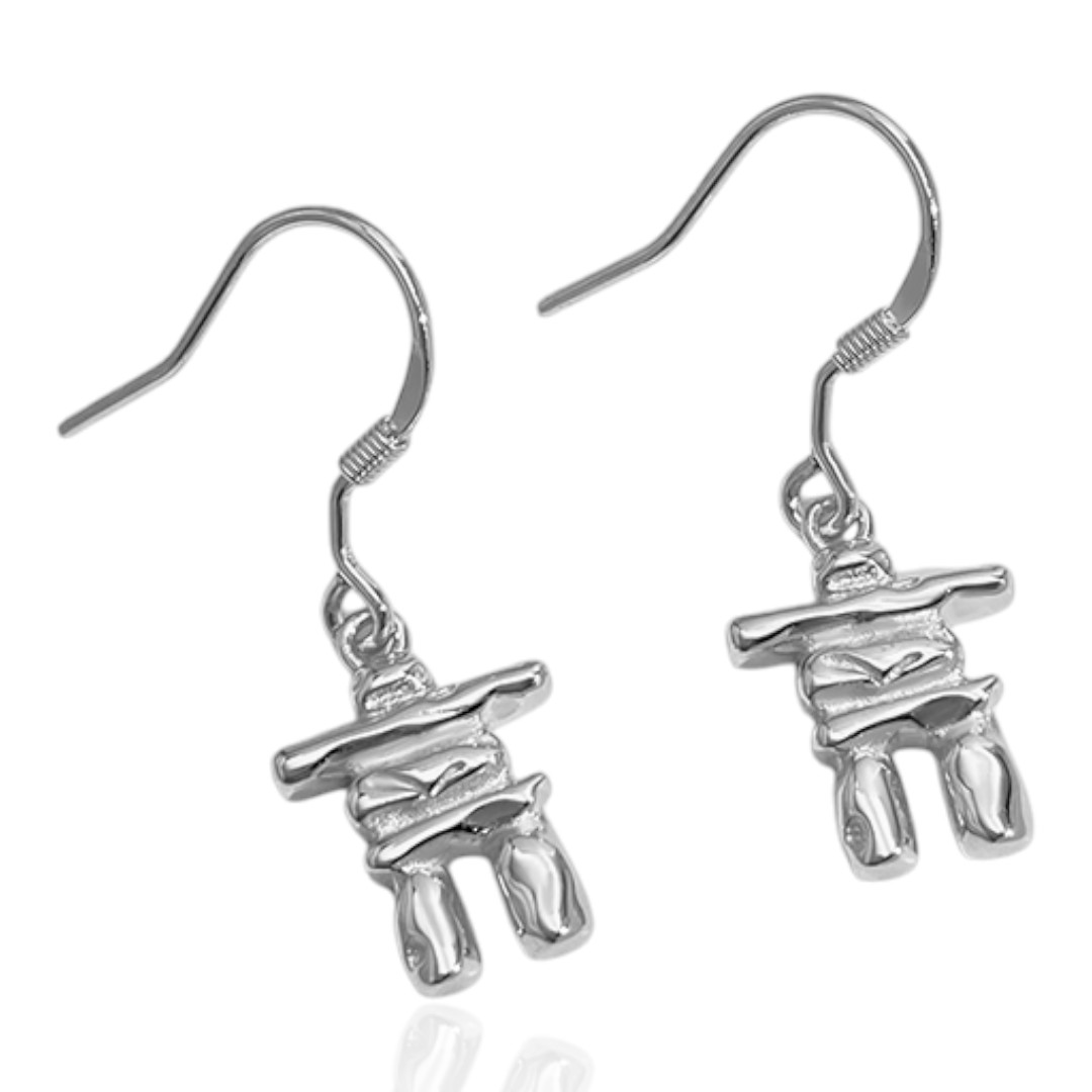 Inuksuk Earrings White Gold Plated Sterling Silver – Unique Canadian Jewelry Gift for Women - Image 2