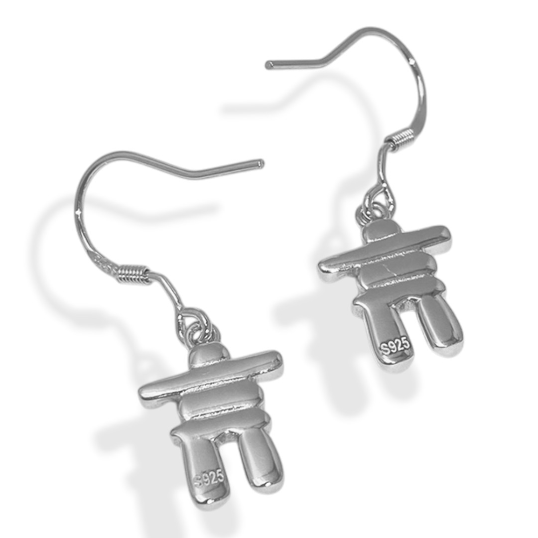 Inuksuk Earrings White Gold Plated Sterling Silver – Unique Canadian Jewelry Gift for Women - Image 4