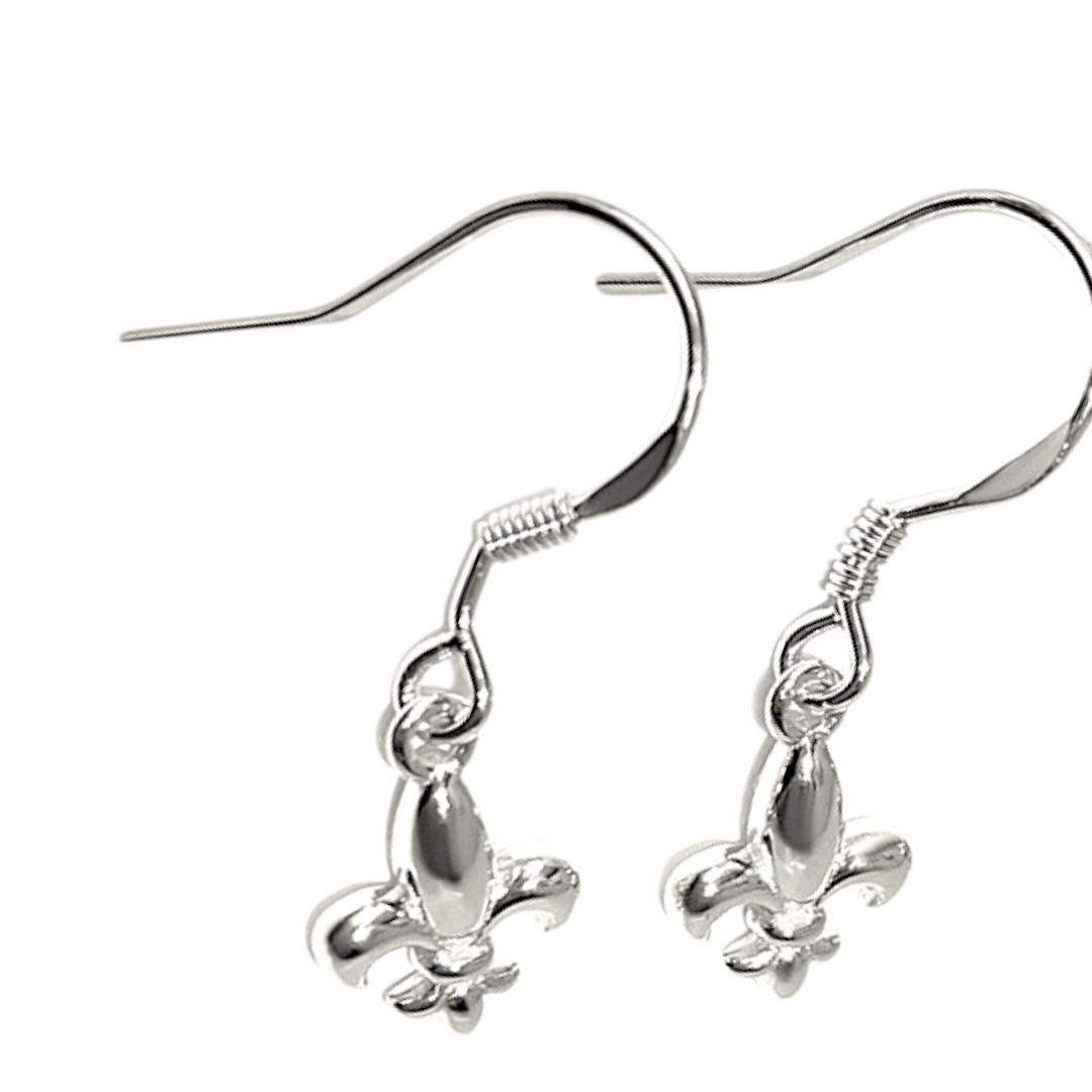 Elegant Fleur de Lys White Gold Plated Sterling Silver Earrings – Perfect Gift for Women - Image 2