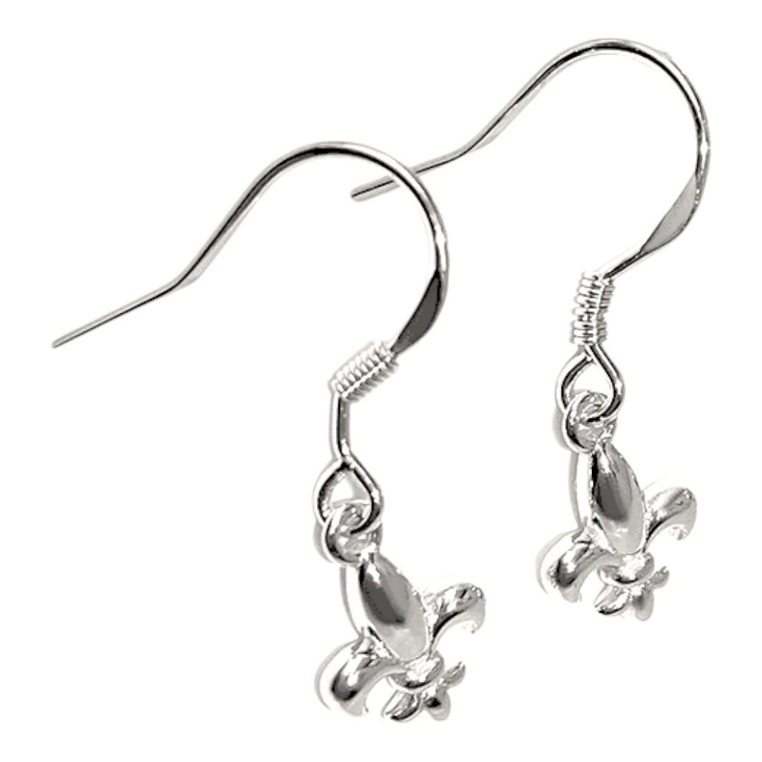 Elegant Fleur de Lys White Gold Plated Sterling Silver Earrings – Perfect Gift for Women - Image 3