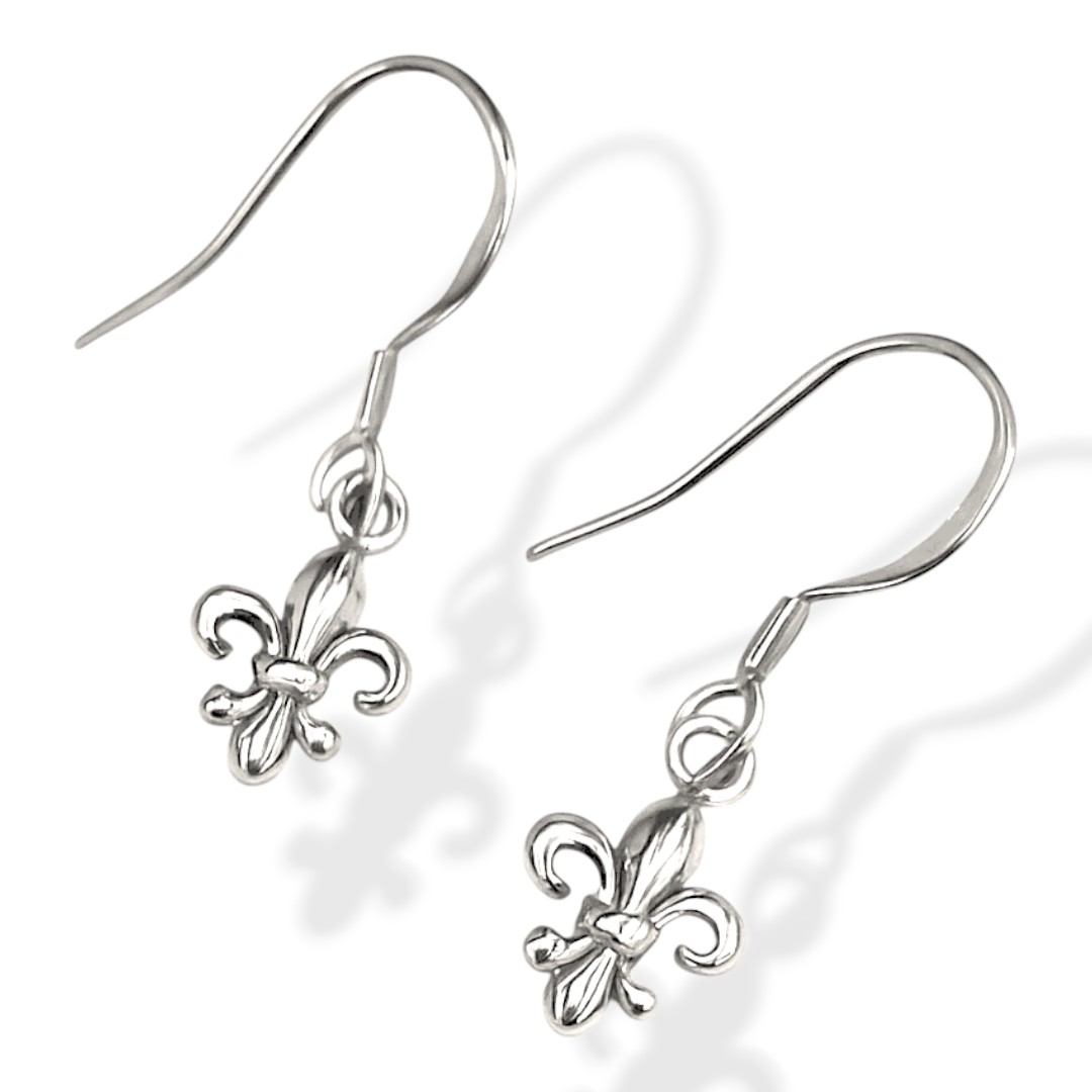Elegant Fleur de Lys White Gold Plated Sterling Silver Earrings – Perfect Gift for Women - Image 5