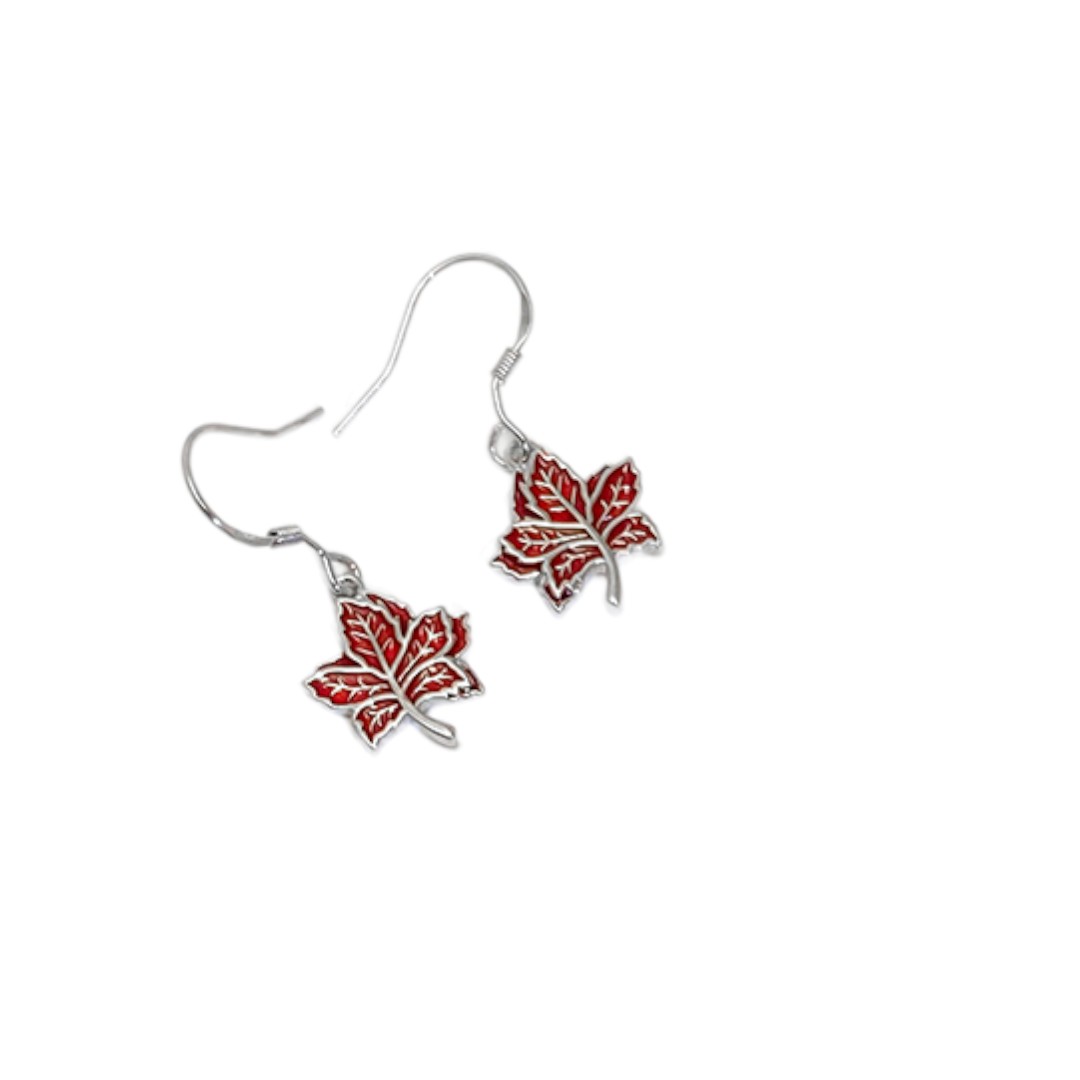 White Gold Plated Red Maple Leaf Earrings – Sterling Silver Enamel Jewelry for Women Gift - Image 2