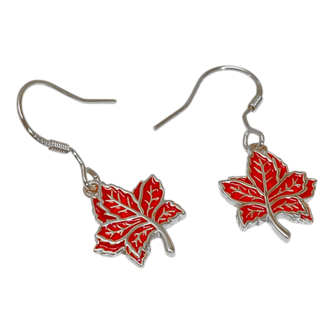 White Gold Plated Red Maple Leaf Earrings – Sterling Silver Enamel Jewelry for Women Gift - Image 4
