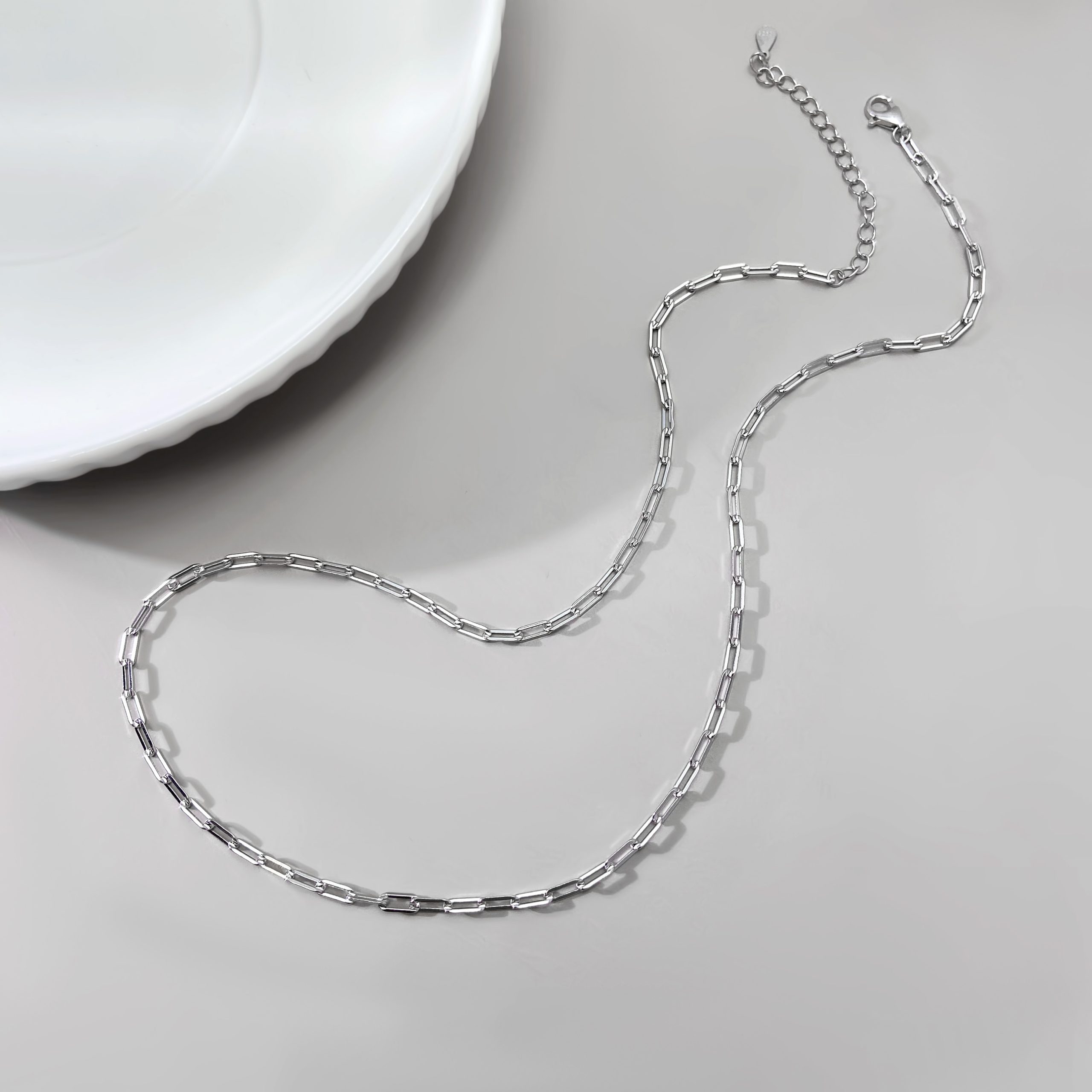 White Gold Plated Silver Chain - Elegant Necklace for Men & Women | Hypoallergenic Jewelry - Image 3